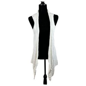 Eileen Fisher White Organic Cotton Sleeveless Vest Cardigan Topper Size Medium